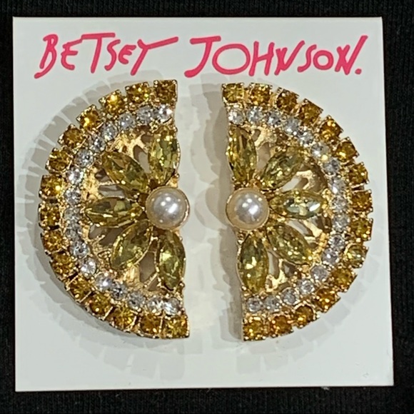 BETSEY JOHNSON SPARKLING LEMONS POST EARRINGS! - Picture 1 of 6